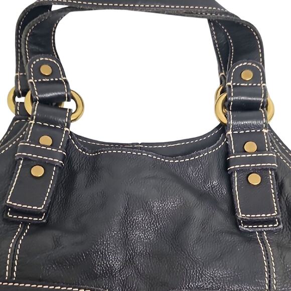 Fossil Vintage Elegant Black Leather Shoulder Bag Purse Handbag Many Compartment - Picture 4 of 11